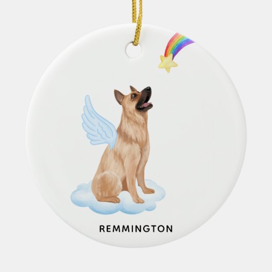 German Shepherd Angel Dog Personalized Memorial Keramisch Ornament (Voorkant)