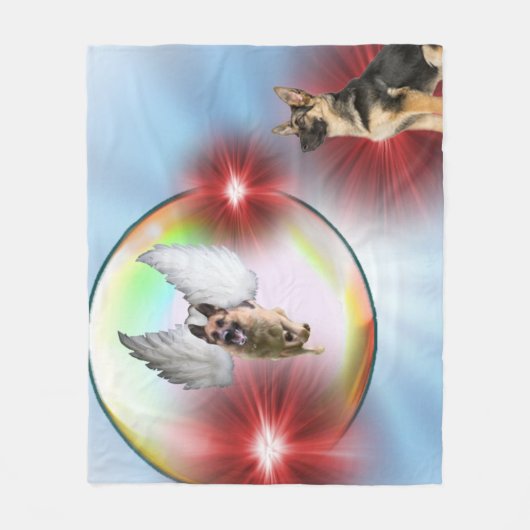 German Shepherd Angel Flying Fleece Deken (Voorkant)