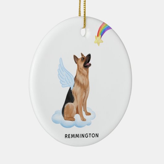 German Shepherd Angel Personalize Pet Dog Memorial Keramisch Ornament (Rechts)