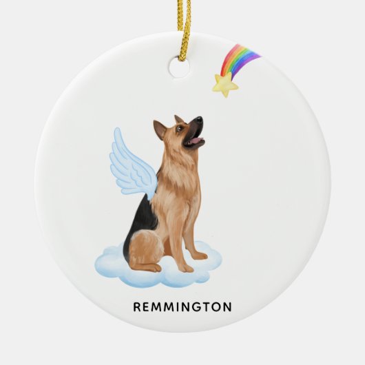 German Shepherd Angel Personalize Pet Dog Memorial Keramisch Ornament (Voorkant)