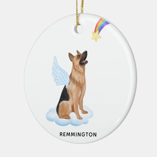 German Shepherd Angel Personalize Pet Dog Memorial Keramisch Ornament (Links)