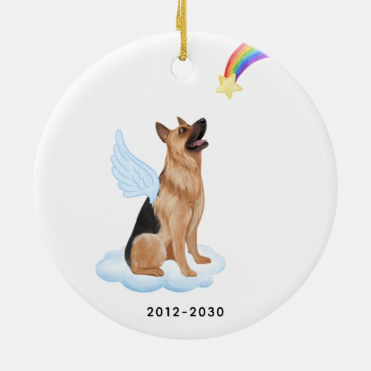 German Shepherd Angel Personalize Pet Dog Memorial Keramisch Ornament (Achterkant)