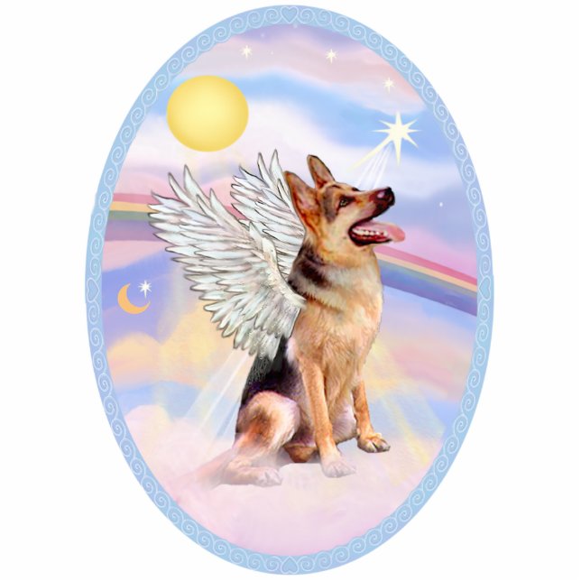 German Shepherd Angel Staand Fotobeeldje (Voorkant)