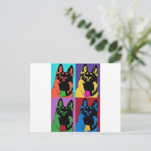 German Shepherd Art Briefkaart (Staand voorkant)