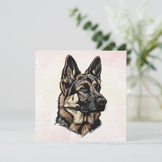 German Shepherd Art Kaart (Staand voorkant)