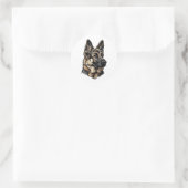 German Shepherd Art Ronde Sticker (Tas)