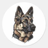 German Shepherd Art Ronde Sticker (Voorkant)