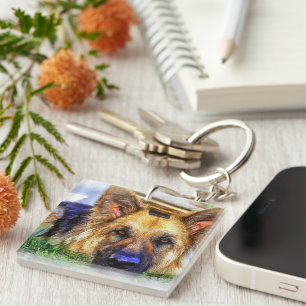 German Shepherd Art Sleutelhanger