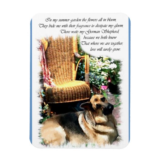 German Shepherd Art Summer Garden Magneet (Verticaal)