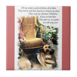 German Shepherd Art Summer Garden Tegeltje