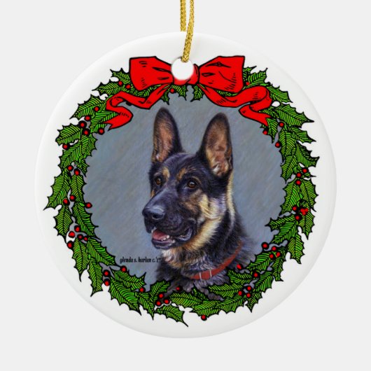 German Shepherd Art van Glenda S. Harlan Keramisch Ornament (Voorkant)
