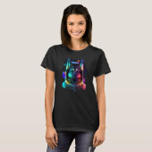 German Shepherd Astronaut in Space Cool Dog Fun Co T-shirt (Voorkant volledig)