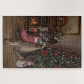 German shepherd at christmas legpuzzel (Horizontaal)