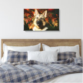 German Shepherd Autumn Leaves Canvas Afdruk (Insitu (Slaapkamer))