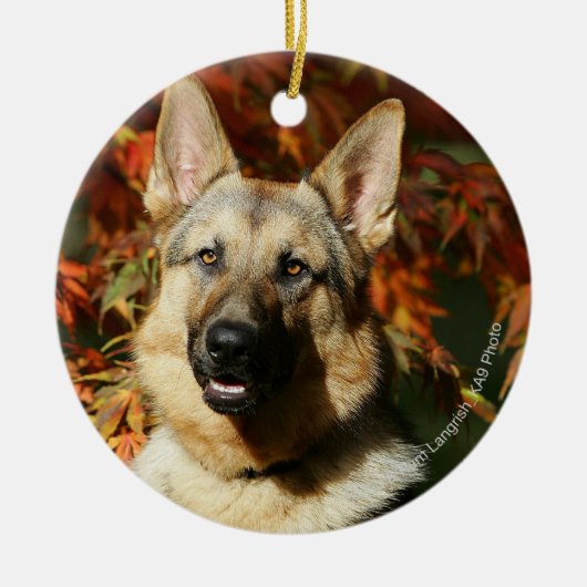 German Shepherd Autumn Leaves Keramisch Ornament (Voorkant)