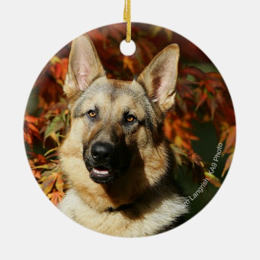 German Shepherd Autumn Leaves Keramisch Ornament (Achterkant)