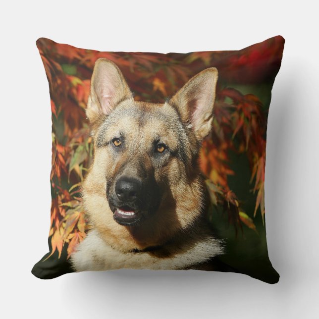 German Shepherd Autumn Leaves Kussen (Voorkant)