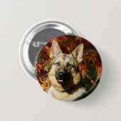 German Shepherd Autumn Leaves Ronde Button 5,7 Cm (Voorkant /achterkant)