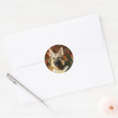 German Shepherd Autumn Leaves Ronde Sticker (Envelop)