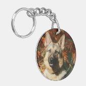 German Shepherd Autumn Leaves Sleutelhanger (Voorkant Links)