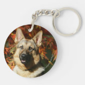 German Shepherd Autumn Leaves Sleutelhanger (Achterkant)