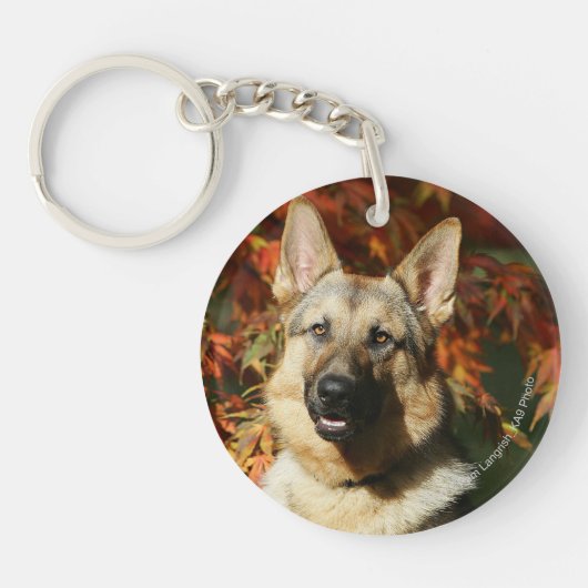 German Shepherd Autumn Leaves Sleutelhanger (Voorkant)