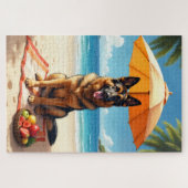 German Shepherd Beach Relax Scene Legpuzzel (Horizontaal)