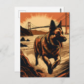 German-Shepherd bij de Golden Gate Bridge Briefkaart (Voorkant / Achterkant)