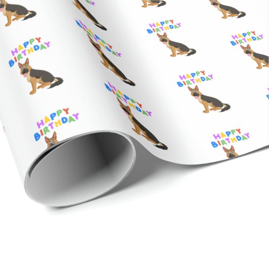 German Shepherd Birthday Cadeaupapier (Rol Hoek)