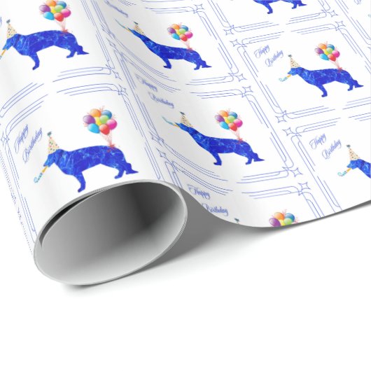 German Shepherd Birthday Cadeaupapier (Rol Hoek)
