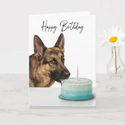 German Shepherd Birthday Cake Inspector Kaart (Kleine Plant)