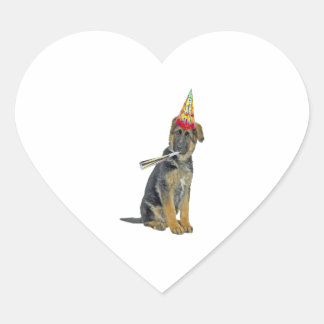 German Shepherd Birthday Hart Sticker