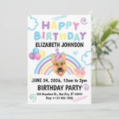 German Shepherd Birthday Invitation in White Kaart (Staand voorkant)