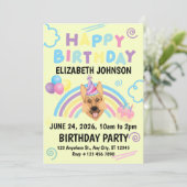 German Shepherd Birthday Invitation in Yellow Kaart (Staand voorkant)