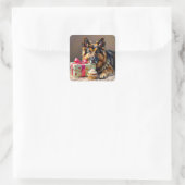German Shepherd Birthday Vierkante Sticker (Tas)