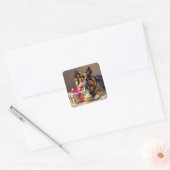 German Shepherd Birthday Vierkante Sticker (Envelop)