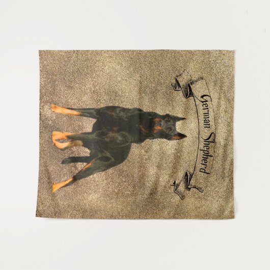 German Shepherd, Black Bandana Luggage Handle Wra Wandkleed (Voorkant (horizontaal))