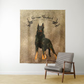 German Shepherd, Black Bandana Luggage Handle Wra Wandkleed (In situ)