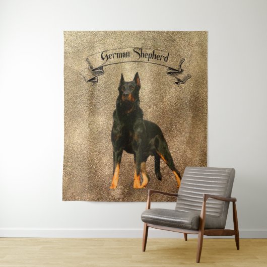 German Shepherd, Black Bandana Luggage Handle Wra Wandkleed (In situ)