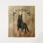 German Shepherd, Black Bandana Luggage Handle Wra Wandkleed (Voorkant)
