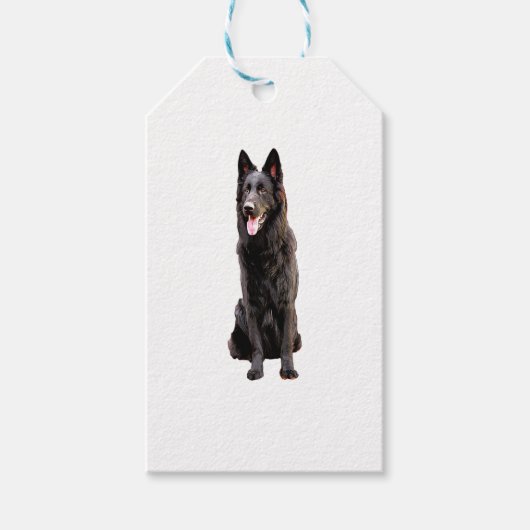 German Shepherd Black Dog Cadeaulabel (Voorkant)