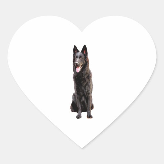 German Shepherd Black Dog Hart Sticker (Voorkant)