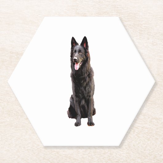 German Shepherd Black Dog Kartonnen Onderzetters (Voorkant)
