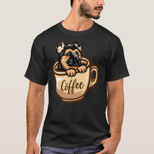 German Shepherd Black Portrait Head Vector T-shirt (Voorkant)