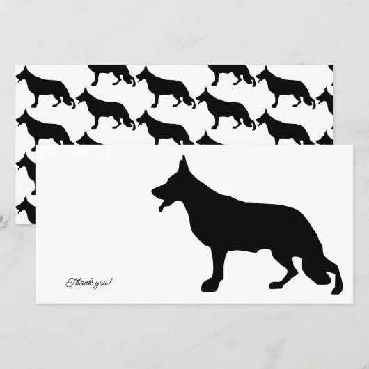 German Shepherd Black Silhouette Bedankkaart (Voorkant / Achterkant)