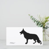 German Shepherd Black Silhouette Bedankkaart (Staand voorkant)