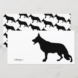 German Shepherd Black Silhouette Bedankkaart