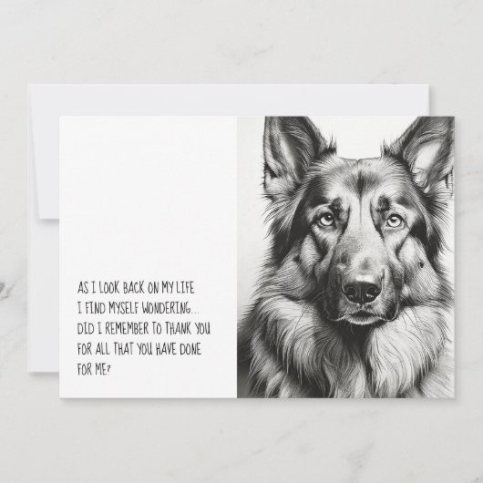 German Shepherd Black Silhouette Bedankkaart (Voorkant)