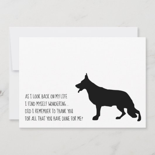 German Shepherd Black Silhouette Bedankkaart (Voorkant)