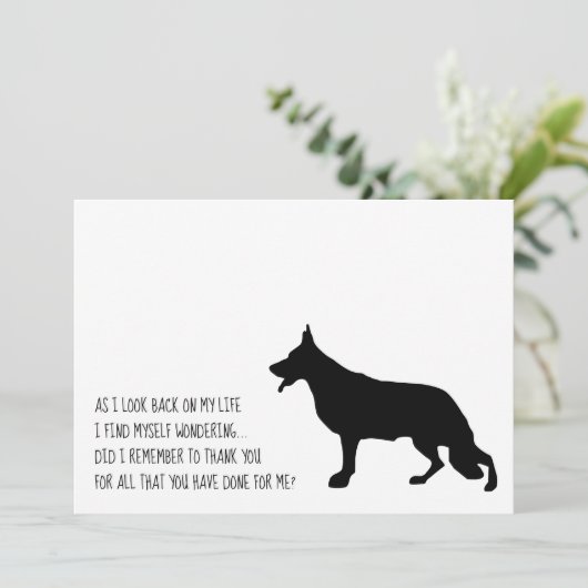 German Shepherd Black Silhouette Bedankkaart (Staand voorkant)